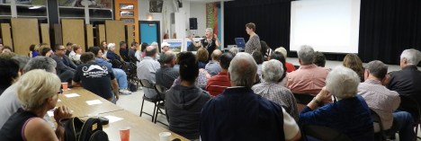 A packed Richardson auditorium discusses options for a view ordinance